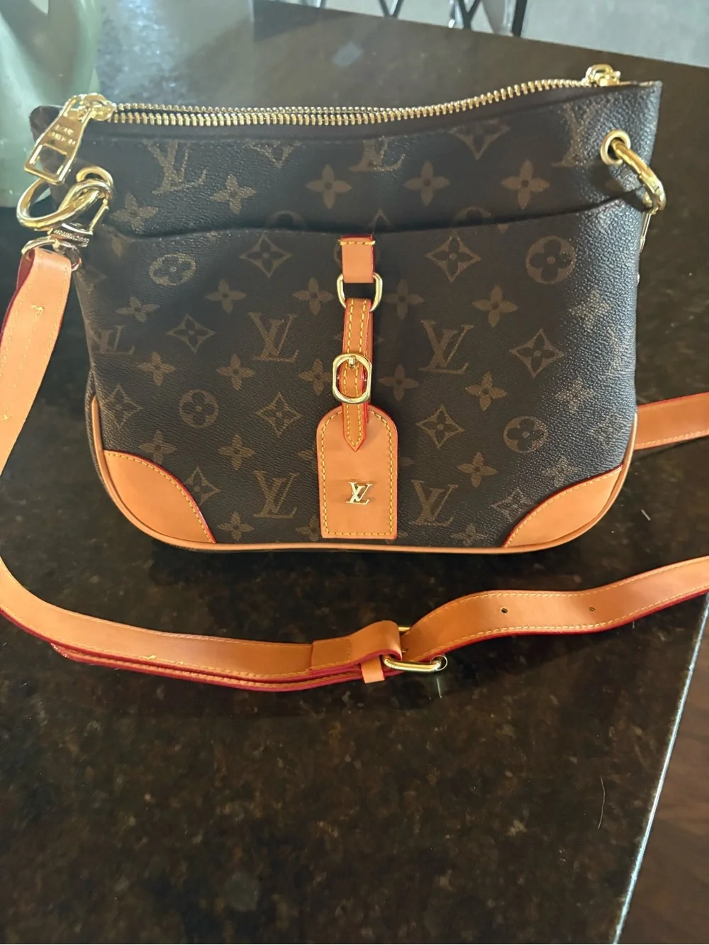 Louis Vuitton Monogram Shoulder Bag in Brown and Tan with Gold Hardware - Picture 5 of 12